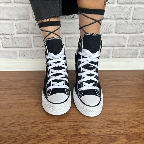 ⭐Converse Chuck Taylor Wedge Platform Sz 9.5 Womens Shoes Sneakers Black A11909C - Picture 6 of 8